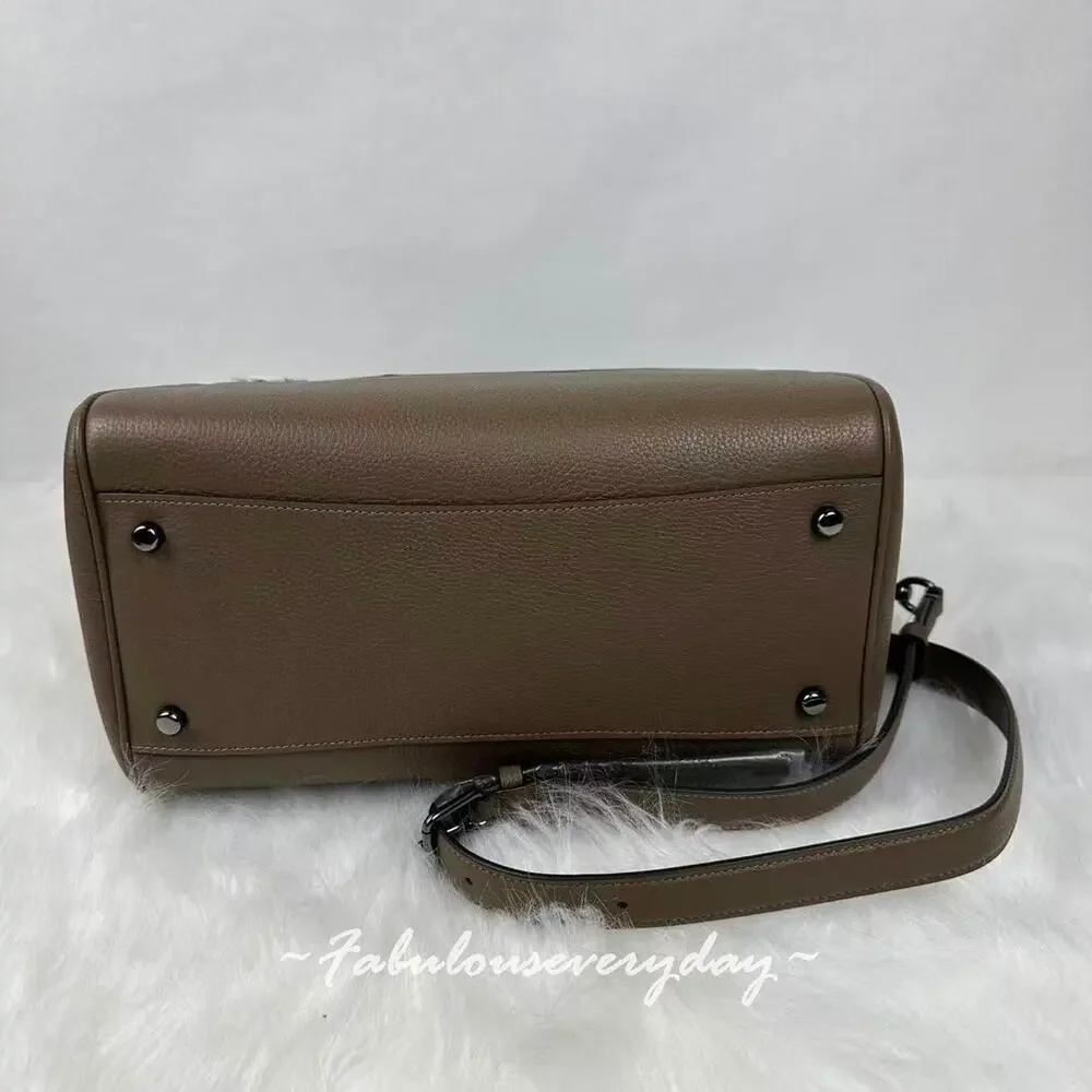 Coach Rowan Large Satchel Bag Crossbody In Leather/QB/Dark Stone CV960 NWT - Picture 6 of 8